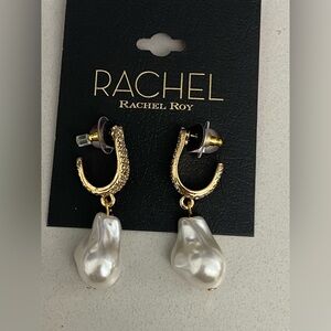 NWT Rachel Roy Gold and Pearlescent Rhinestone earrings